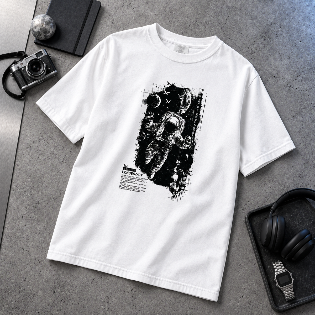 Echoes 07 Astronaut Japanese-Inspired Space Graphic Tee