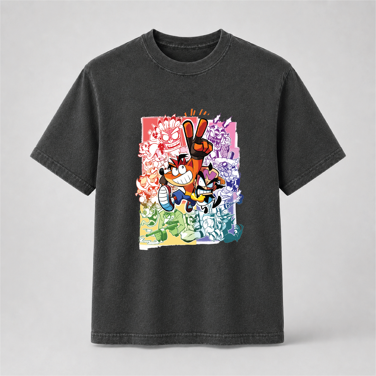 Retro Gaming Adventure Graphic Tee – Colorful Cartoon Gamer Shirt