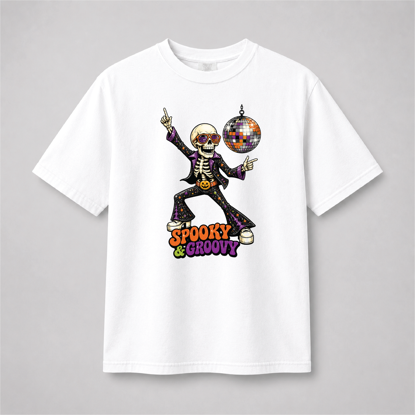 Spooky & Groovy Disco Skeleton Halloween T-Shirt