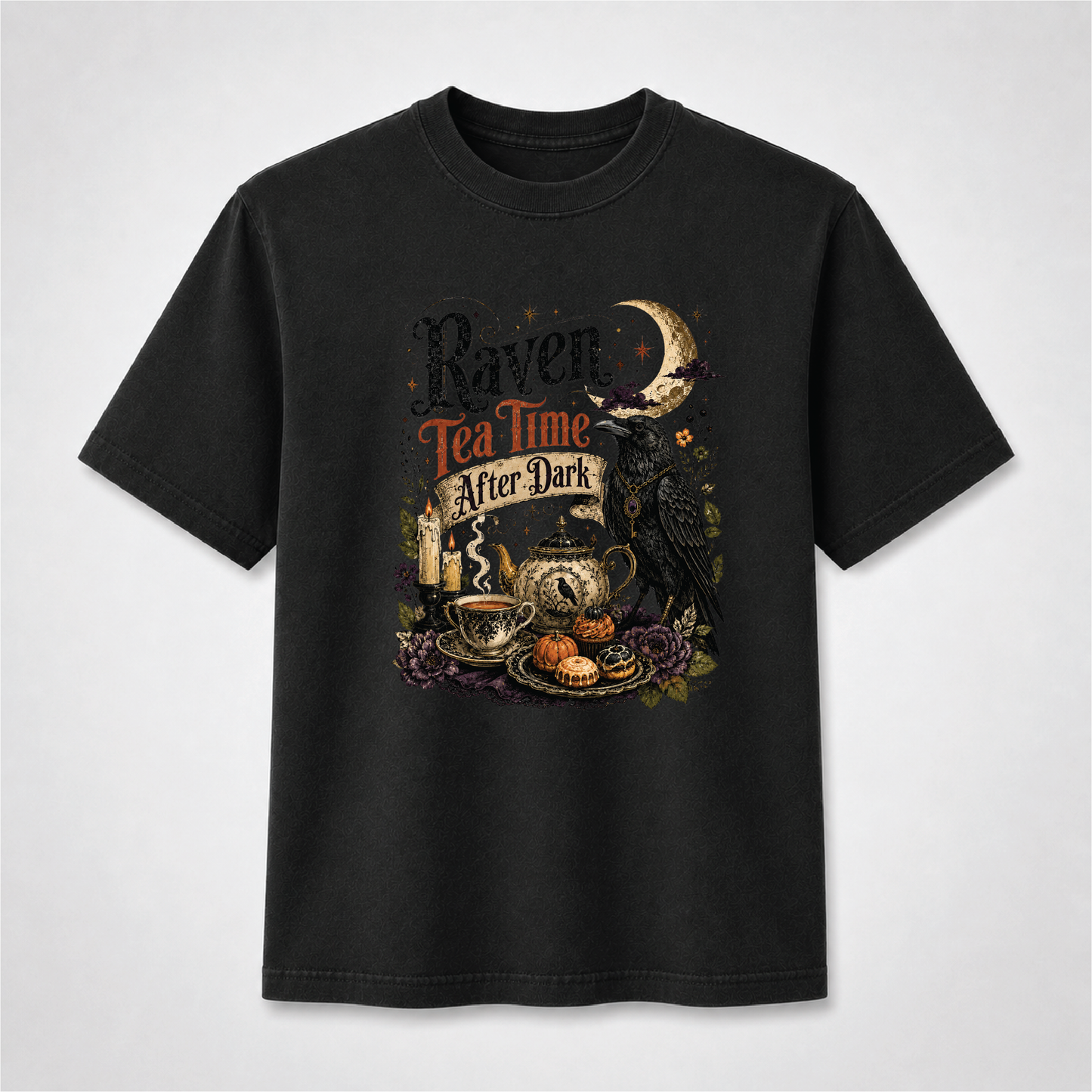 Raven Tea Time Shirt | Gothic After Dark Witchy Tee