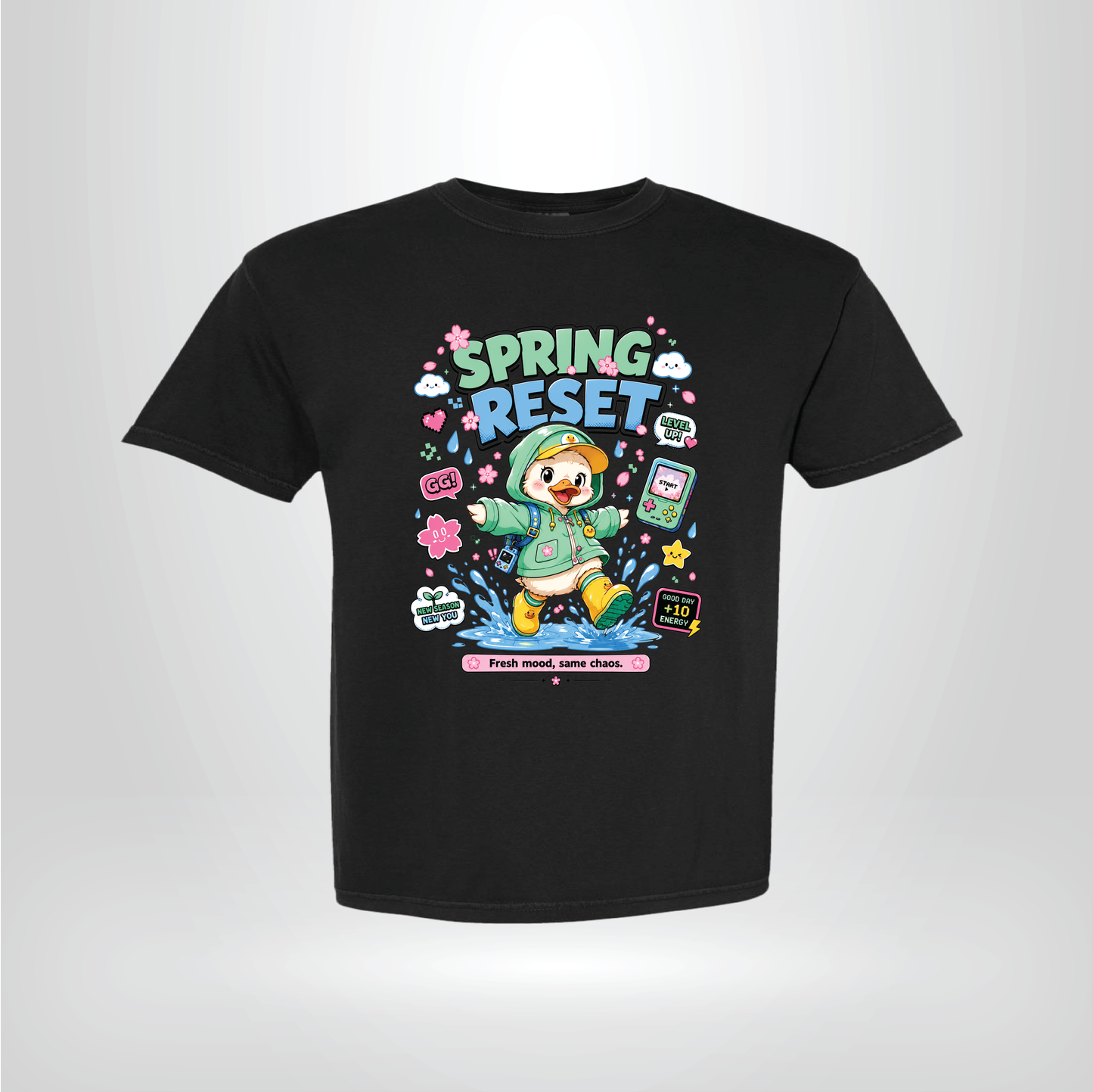 Spring Reset Duck Tee – Rainy Day Graphic Shirt