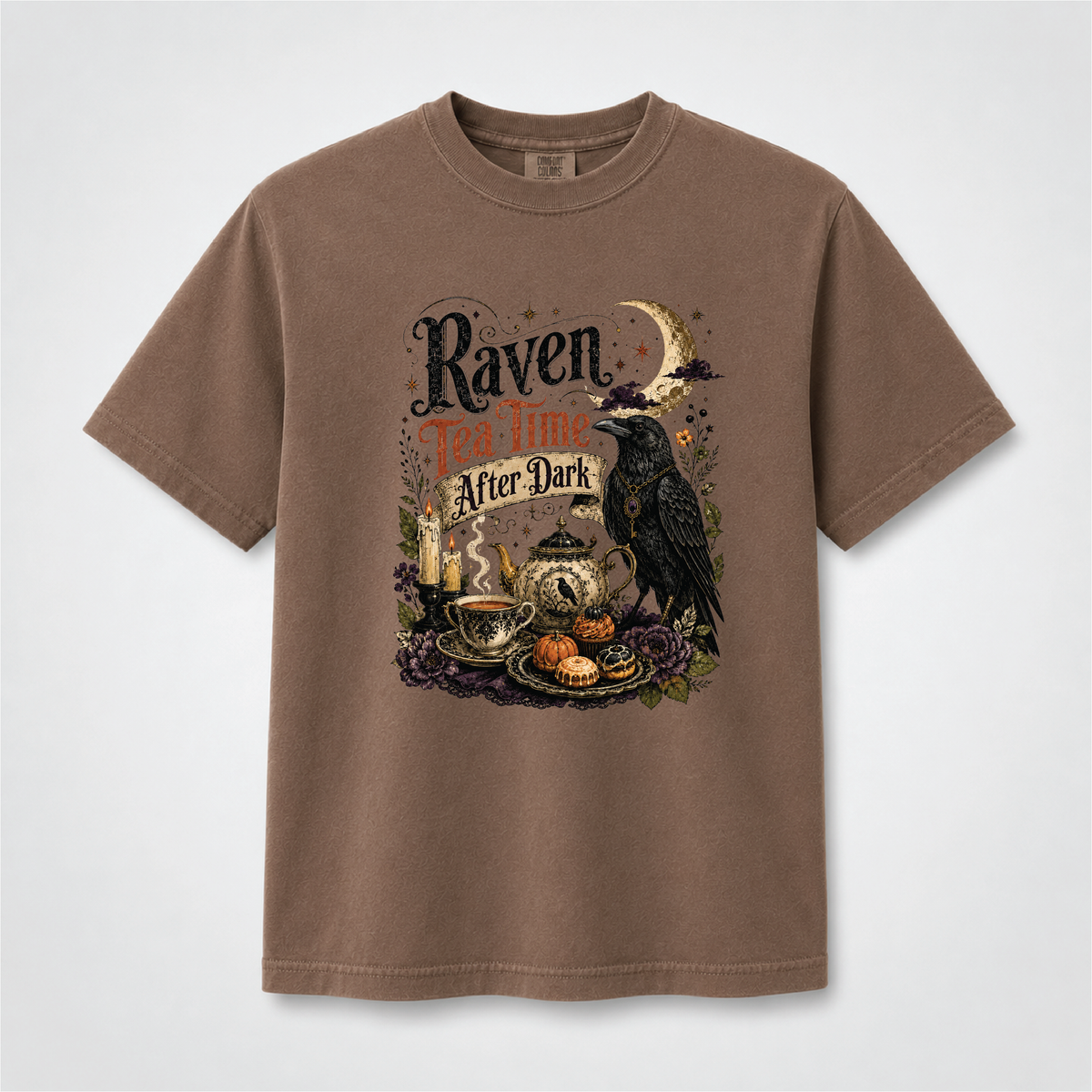 Raven Tea Time Shirt | Gothic After Dark Witchy Tee