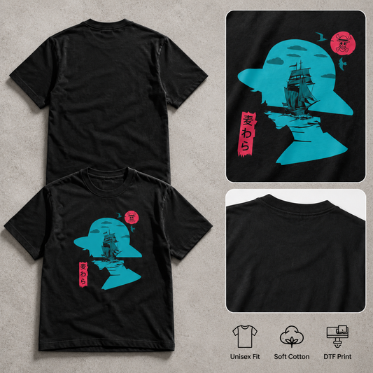 Ocean Voyage Pirate Graphic Tee – Anime-Inspired Sailing Adventure Shirt