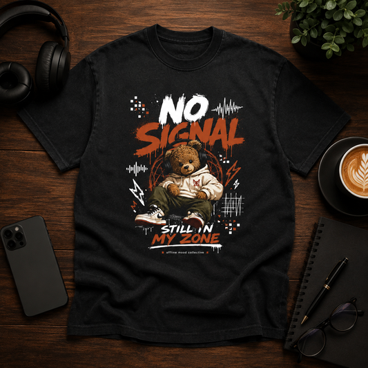 No Signal Teddy Bear Halftone Graphic T-Shirt – Streetwear Tee