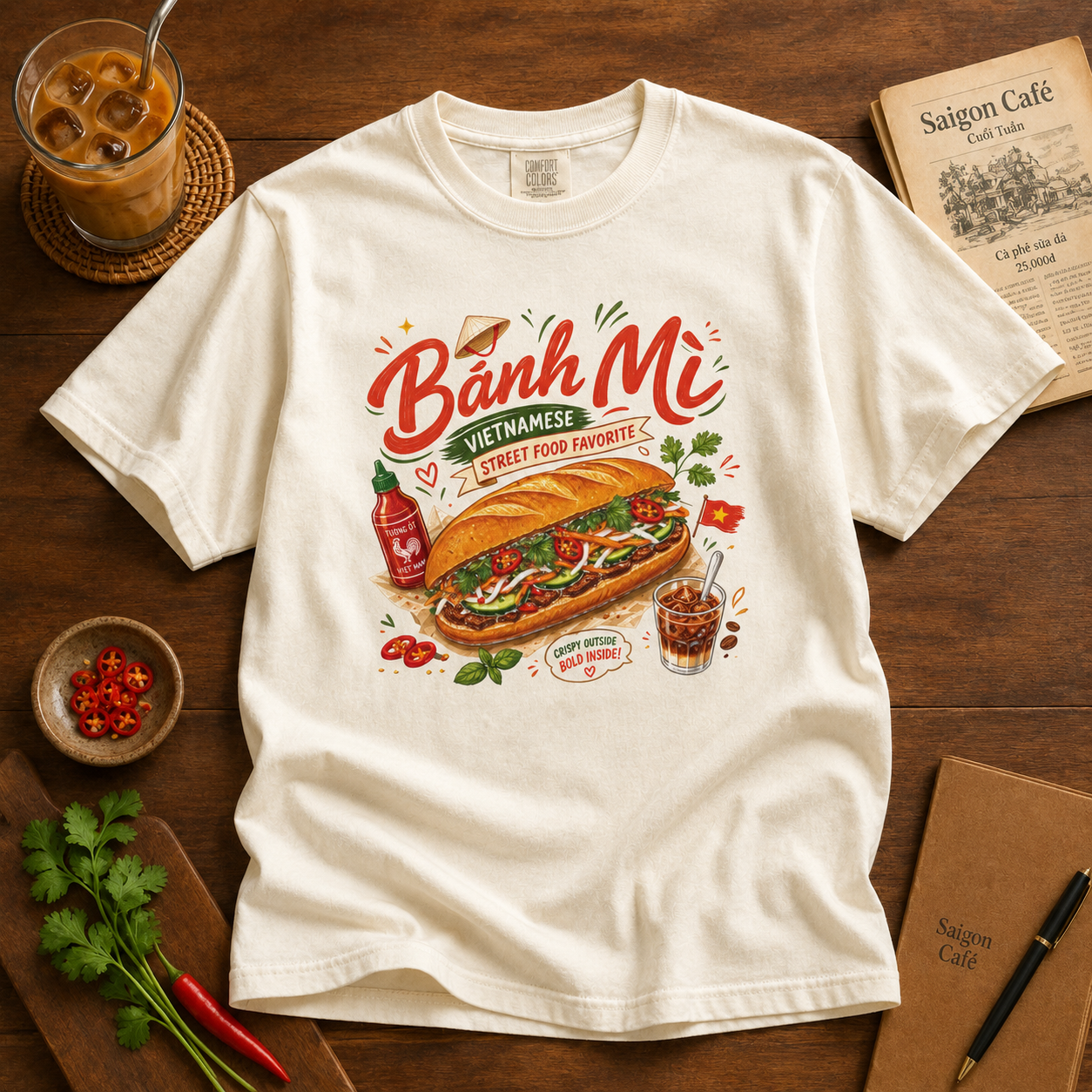 Bánh Mì Vietnamese Street Food Graphic Tee – Comfort Colors Shirt