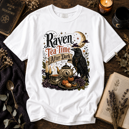 Raven Tea Time Shirt | Gothic After Dark Witchy Tee