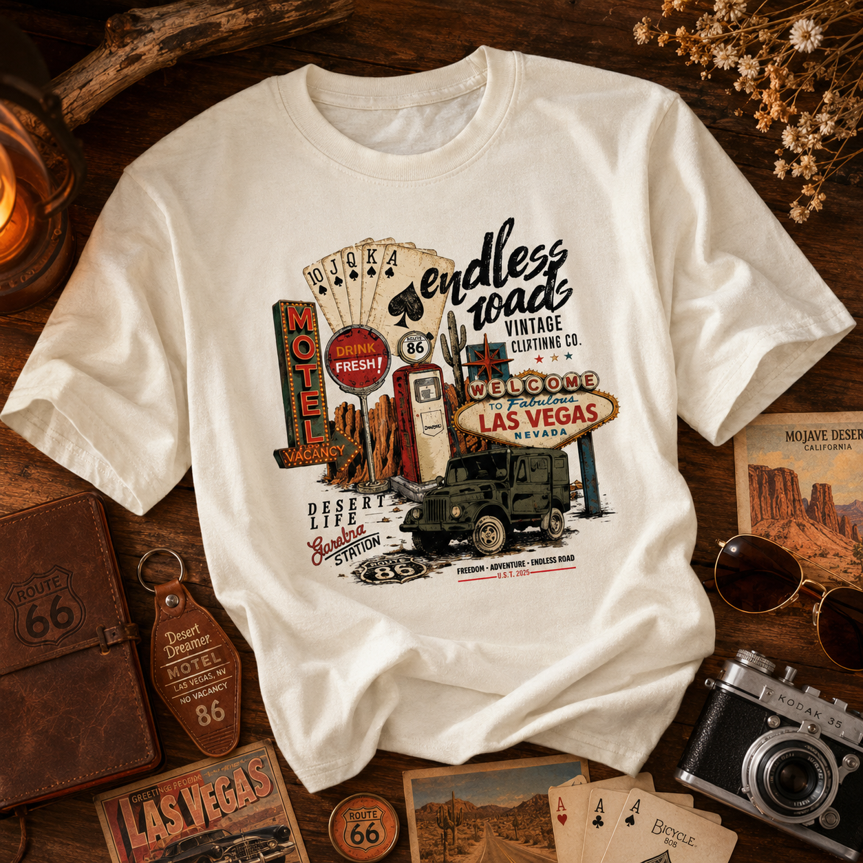 Las Vegas Road Trip Shirt | Route 66 Desert Travel Tee