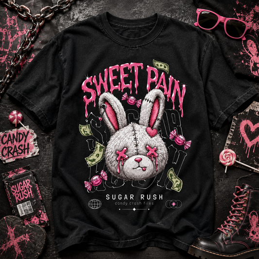 Sweet Pain Gothic Bunny T-Shirt – Creepy Cute Candy Rabbit Graphic Tee