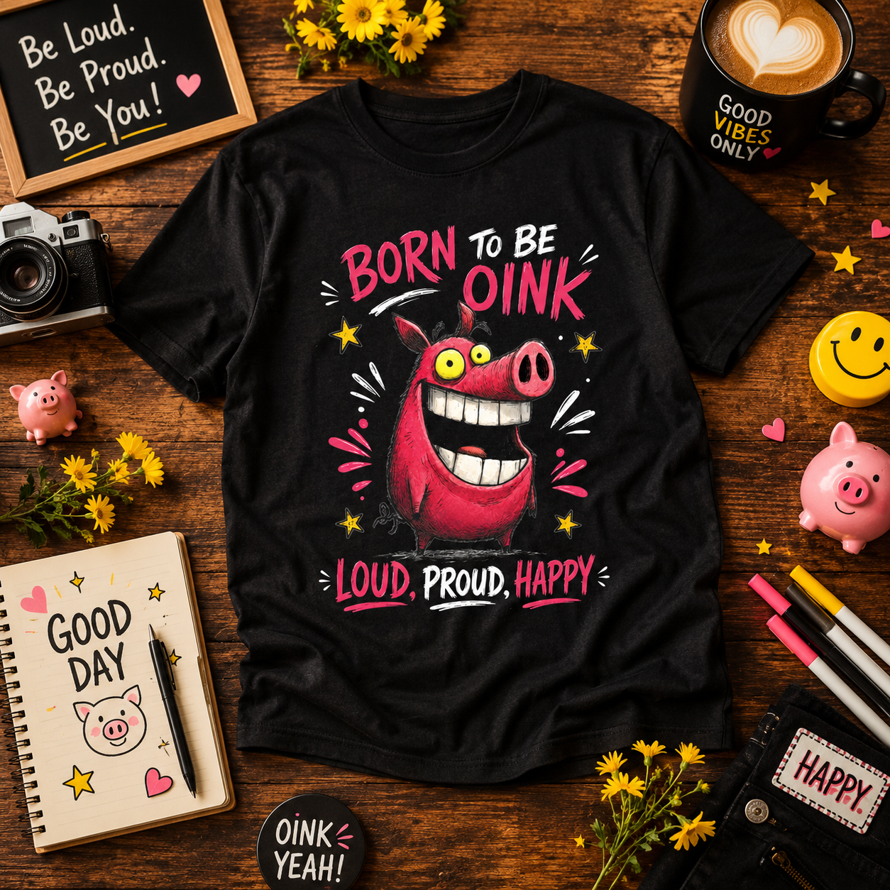 Born To Be Oink Shirt | Funny Pig Graphic Tee