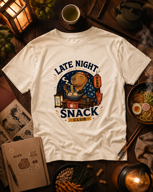 Late Night Snack Club Tee – Capybara Ramen Shirt