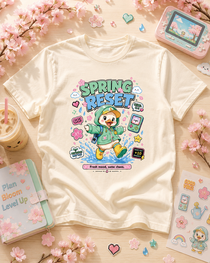 Spring Reset Duck Tee – Rainy Day Graphic Shirt