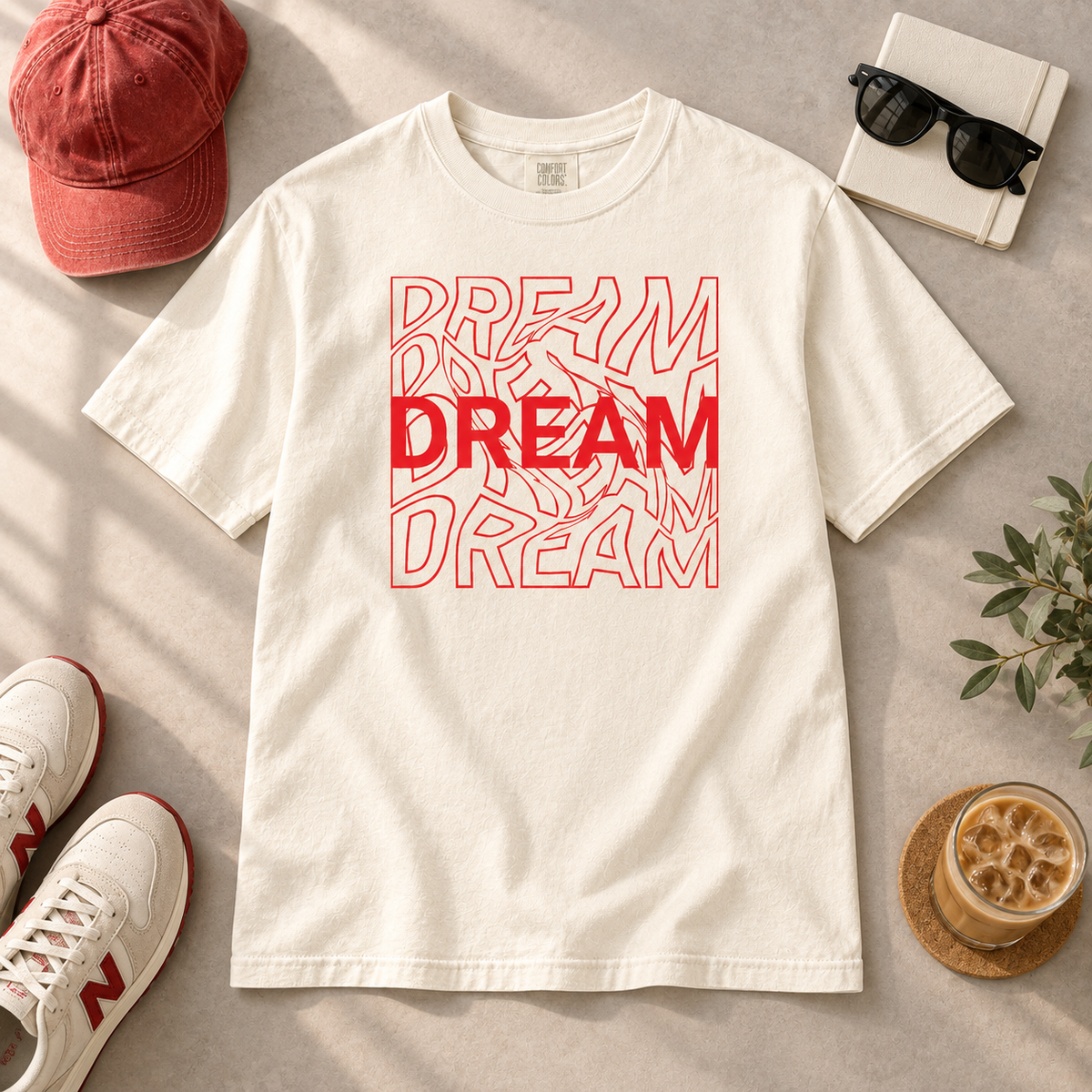 Dream Repeated Typography Minimalist Graphic Tee