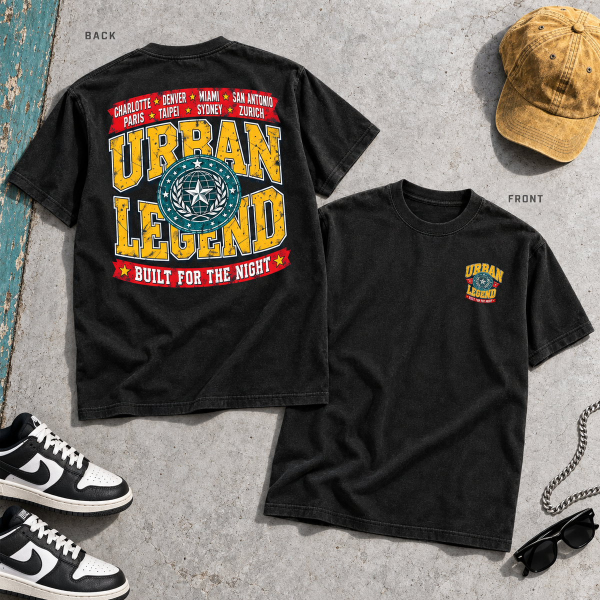 Urban Legend Built for the Night Front & Back Graphic Tee