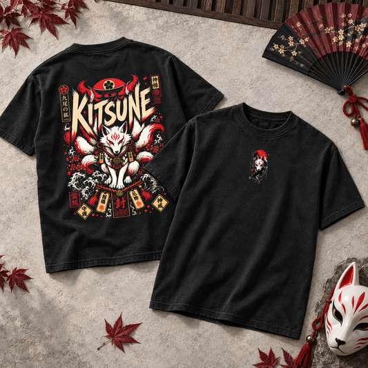 Kitsune Nine-Tailed Fox Japanese Mythology Graphic Tee