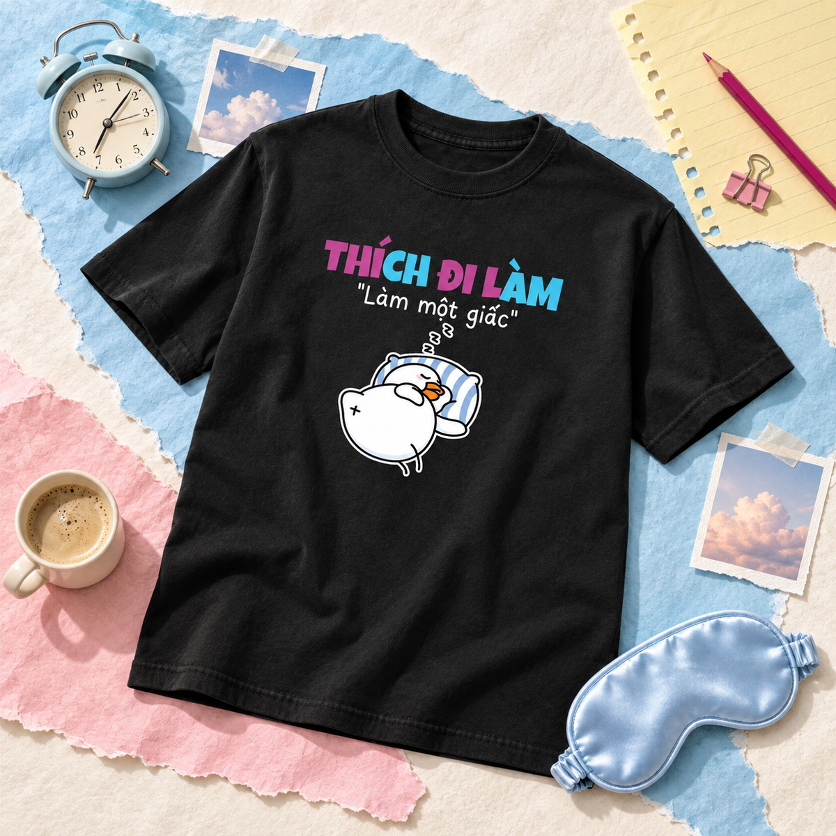 Thích Đi Làm – Làm Một Giấc Funny Sleeping Duck Graphic Tee