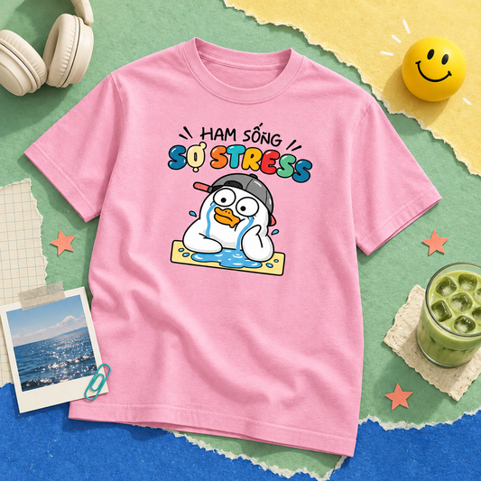 Ham Sống Sợ Stress Funny Crying Duck Graphic Tee