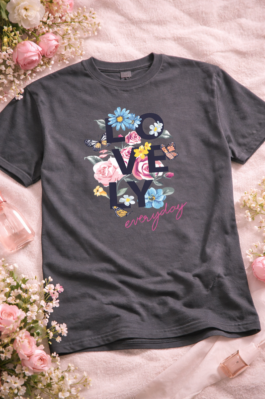 Romantic Floral “LOVE” Tee – Casual Gift for Her