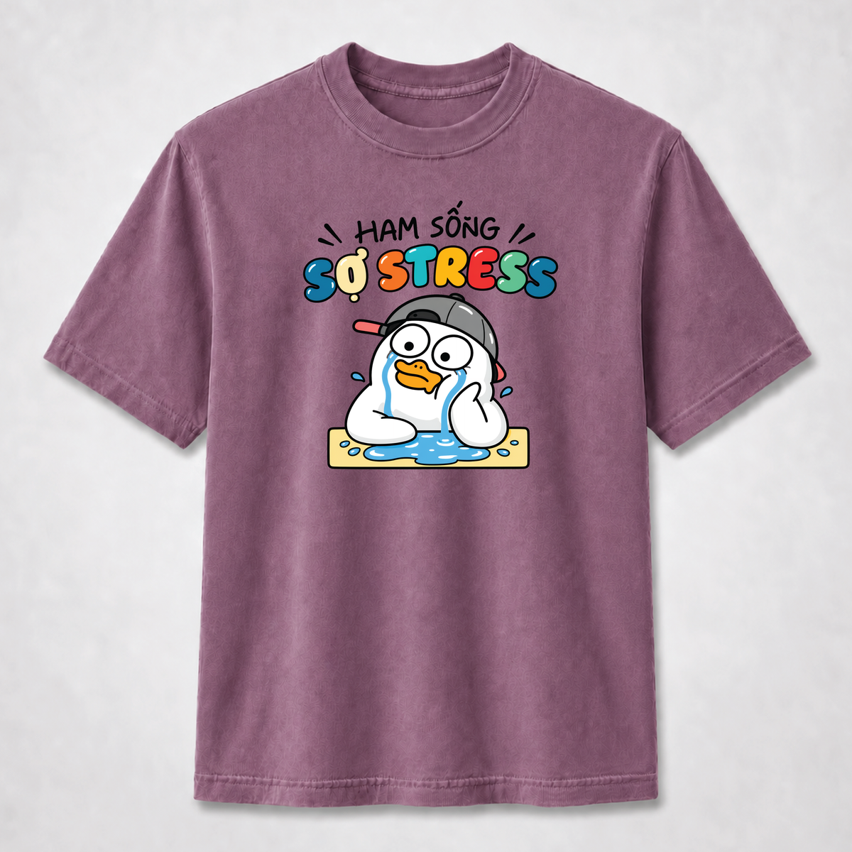 Ham Sống Sợ Stress Funny Crying Duck Graphic Tee