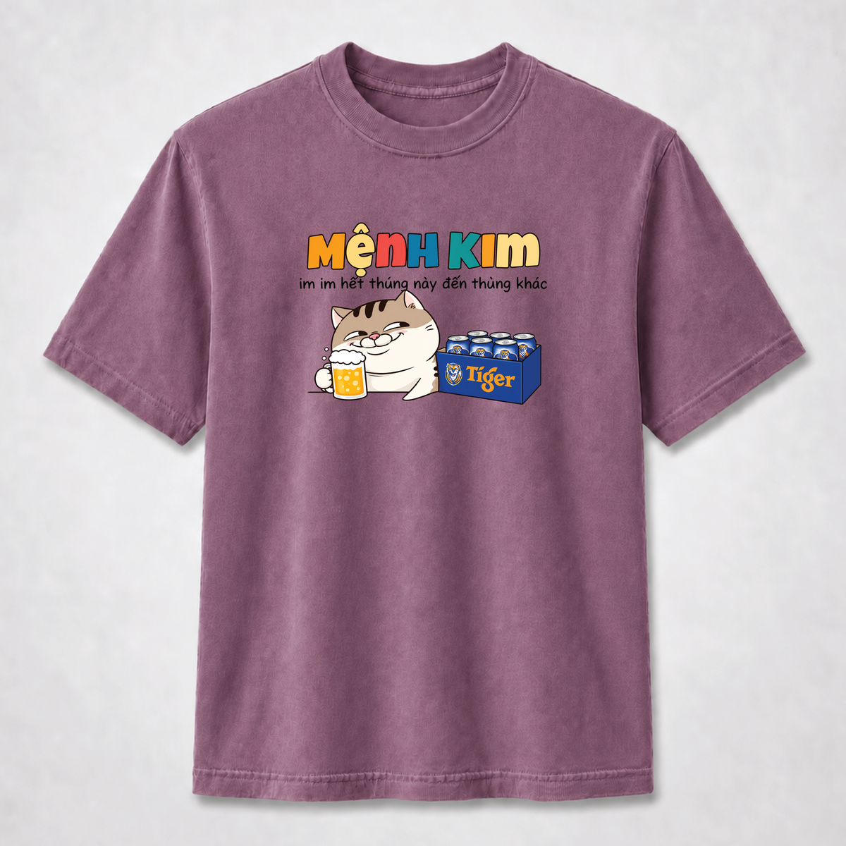Mệnh Kim Funny Vietnamese Cat Beer Graphic Tee