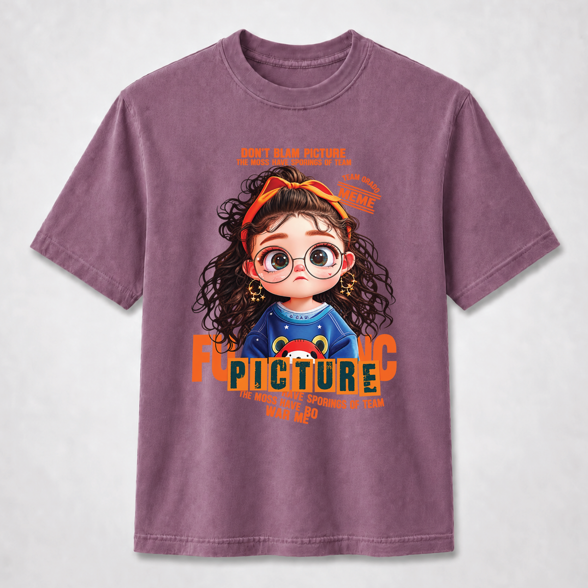 Orange Curly Girl Cute Graphic Tee
