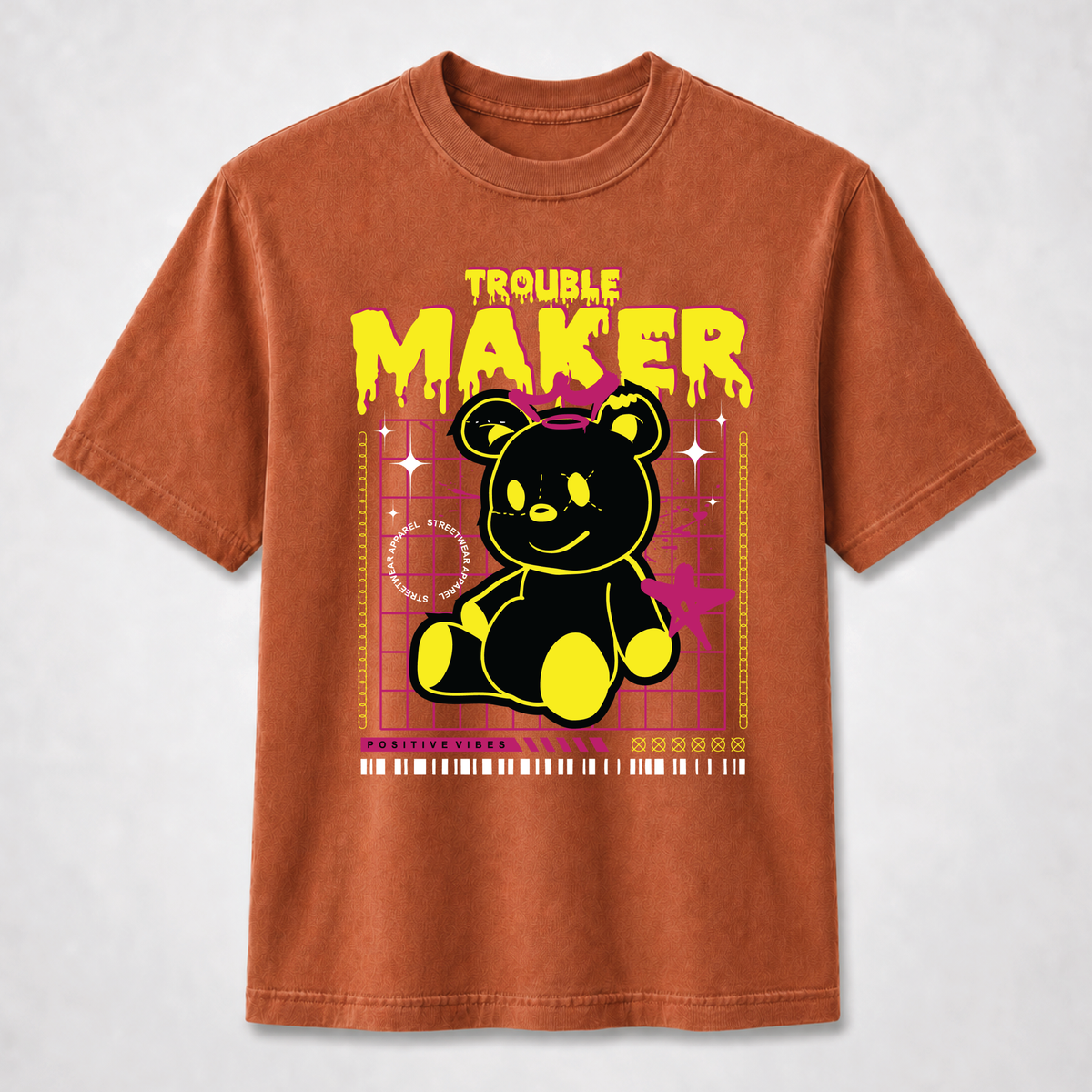 Trouble Maker Teddy Bear Streetwear Graphic Tee