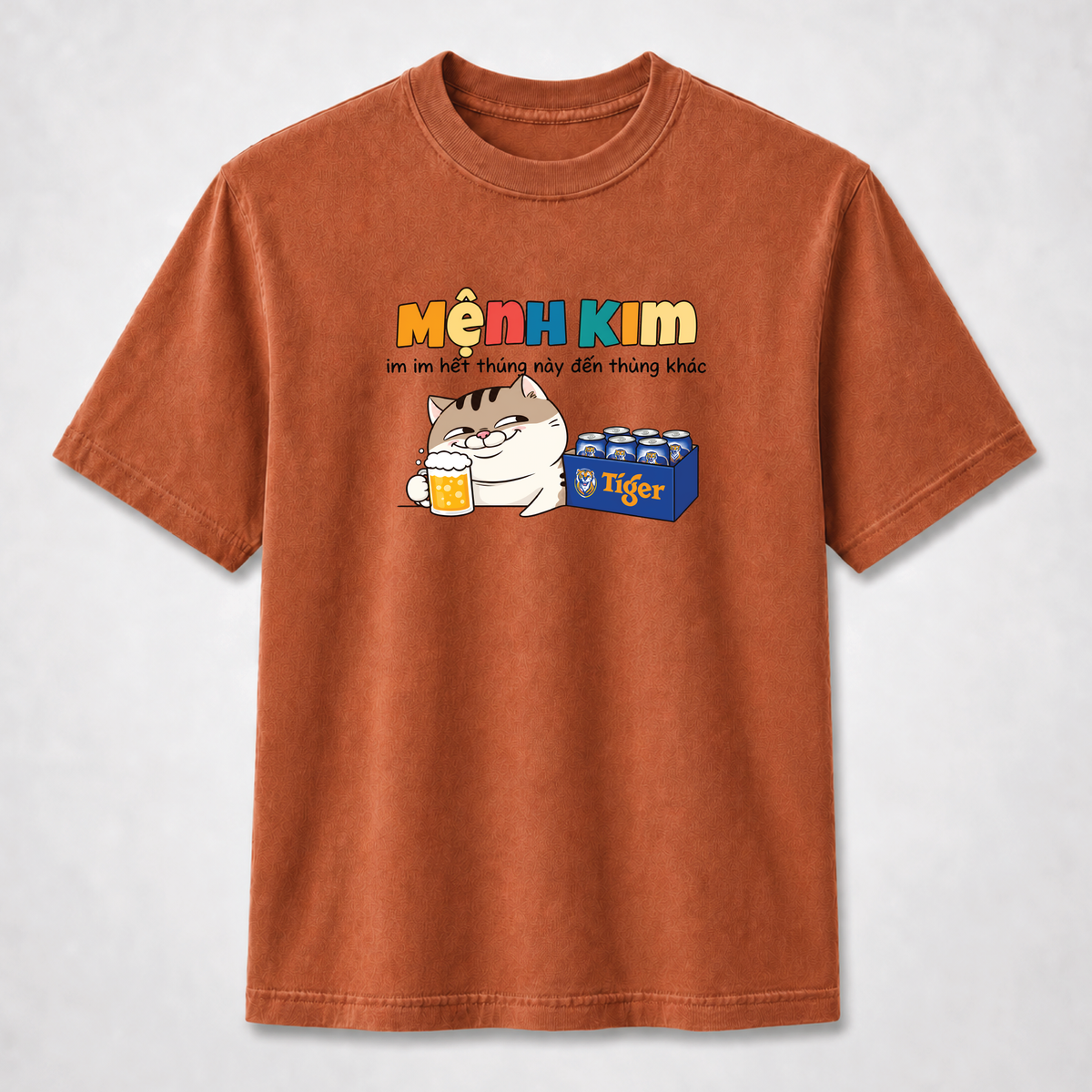 Mệnh Kim Funny Vietnamese Cat Beer Graphic Tee