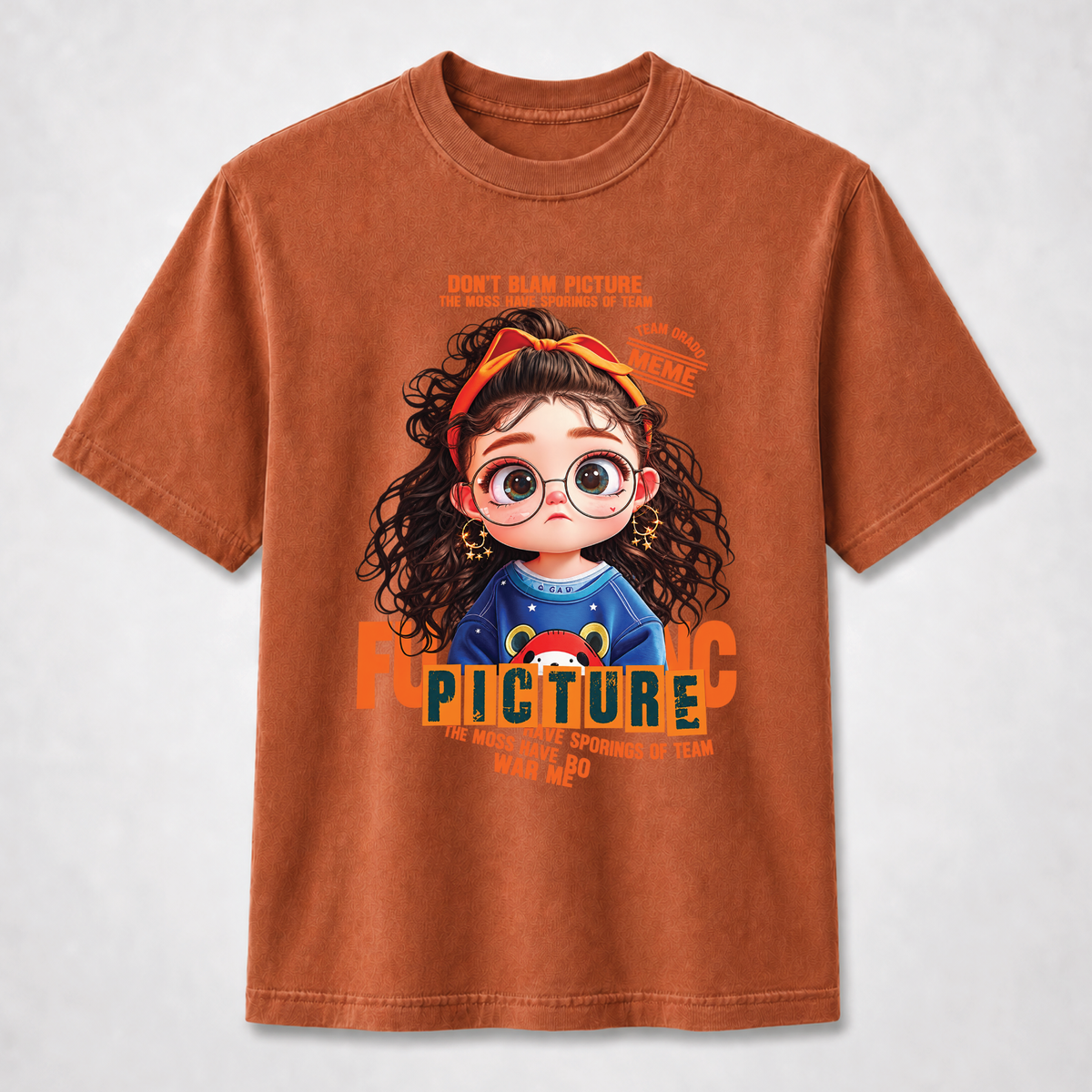 Orange Curly Girl Cute Graphic Tee