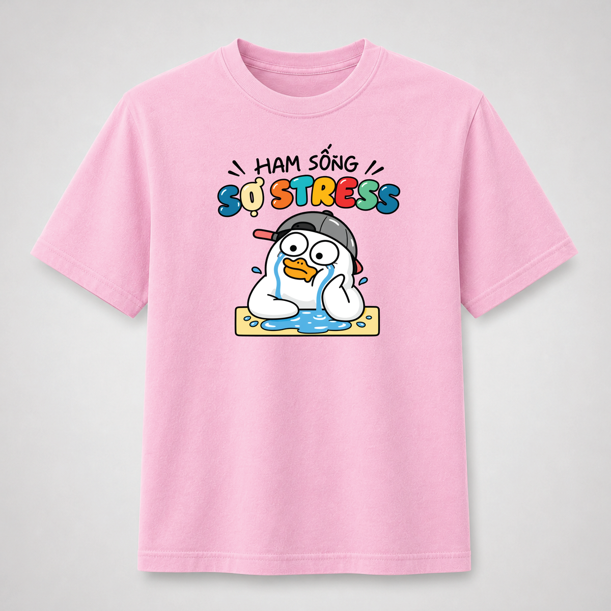 Ham Sống Sợ Stress Funny Crying Duck Graphic Tee