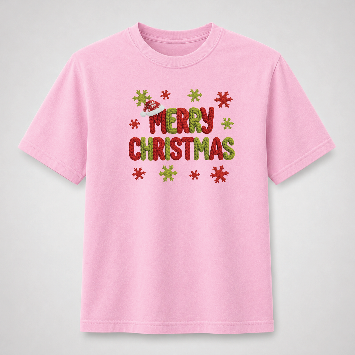 Merry Christmas Knitted Lettering Holiday Graphic Tee