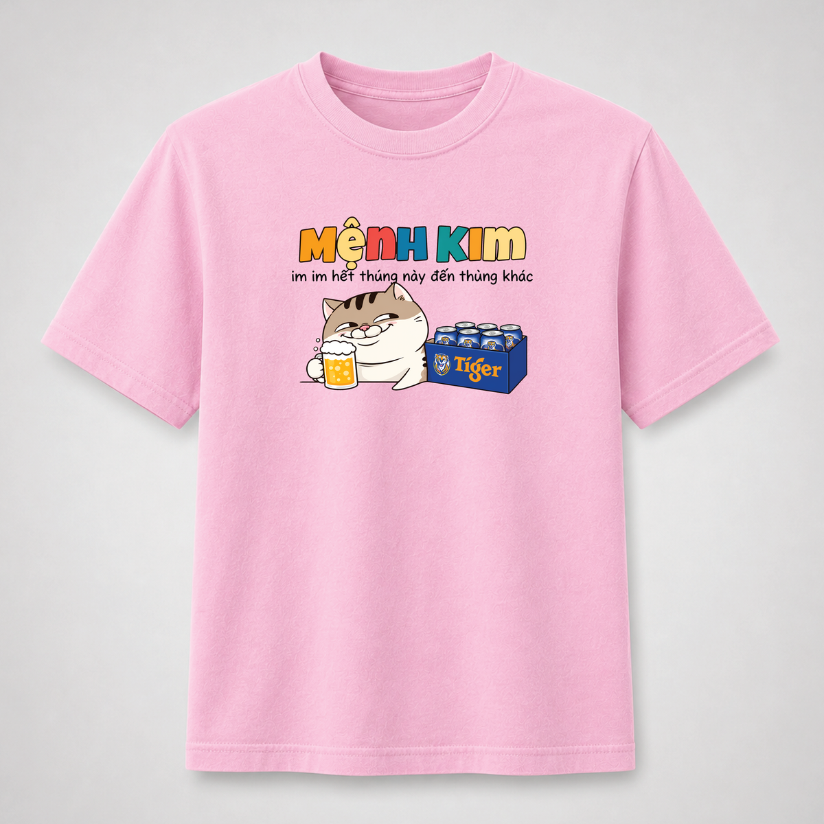 Mệnh Kim Funny Vietnamese Cat Beer Graphic Tee