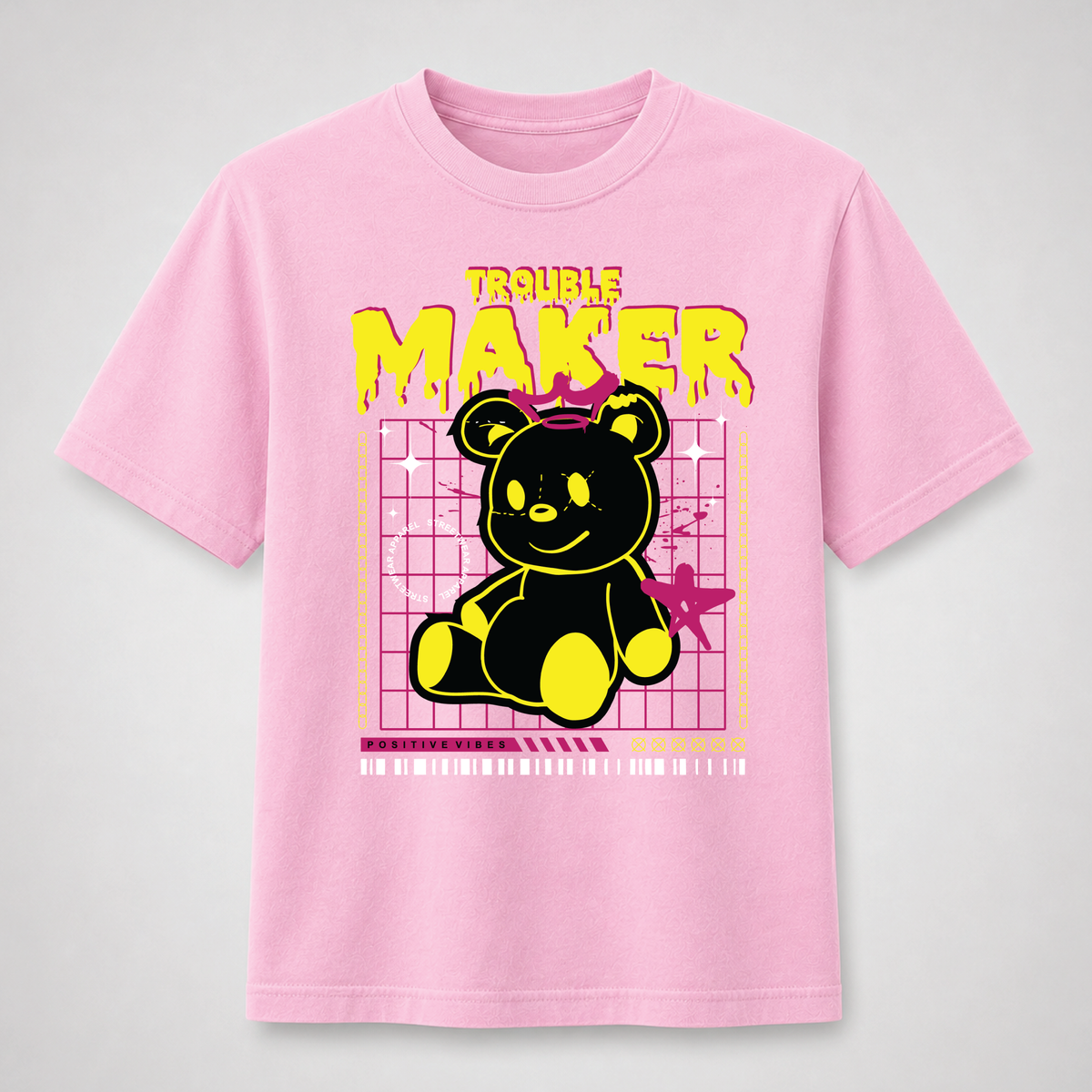 Trouble Maker Teddy Bear Streetwear Graphic Tee