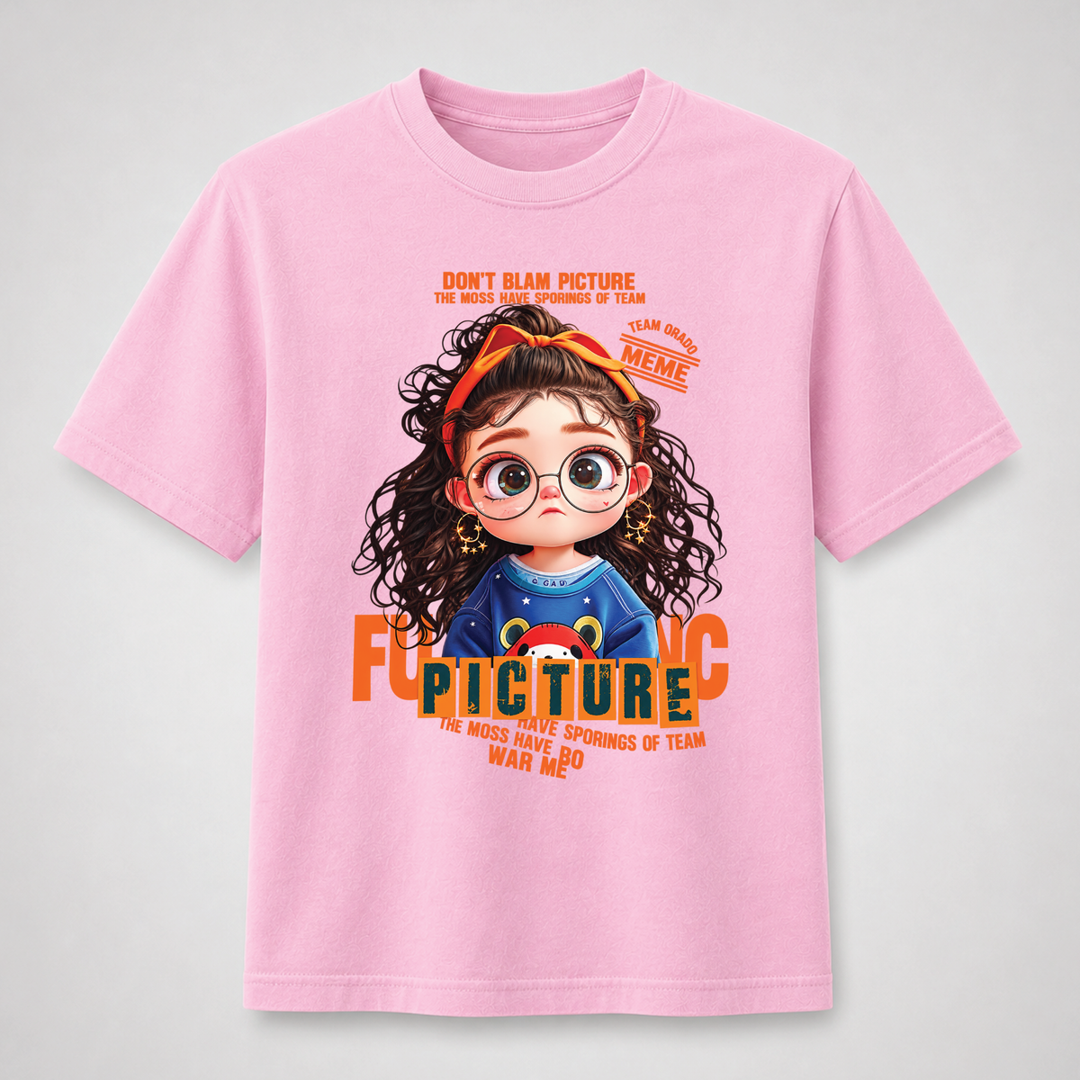 Orange Curly Girl Cute Graphic Tee