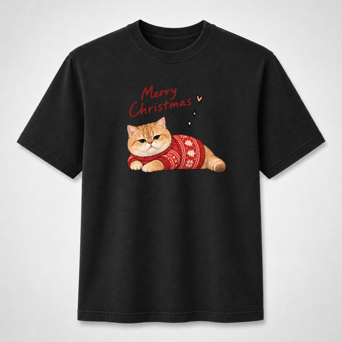 Merry Christmas Cat Graphic Tee – Cute Holiday Cat Shirt