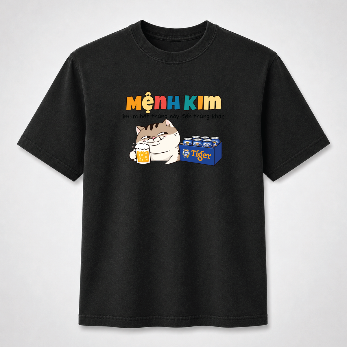 Mệnh Kim Funny Vietnamese Cat Beer Graphic Tee