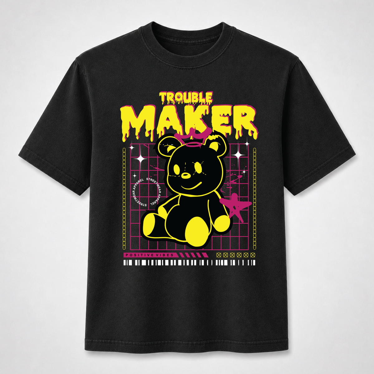 Trouble Maker Teddy Bear Streetwear Graphic Tee