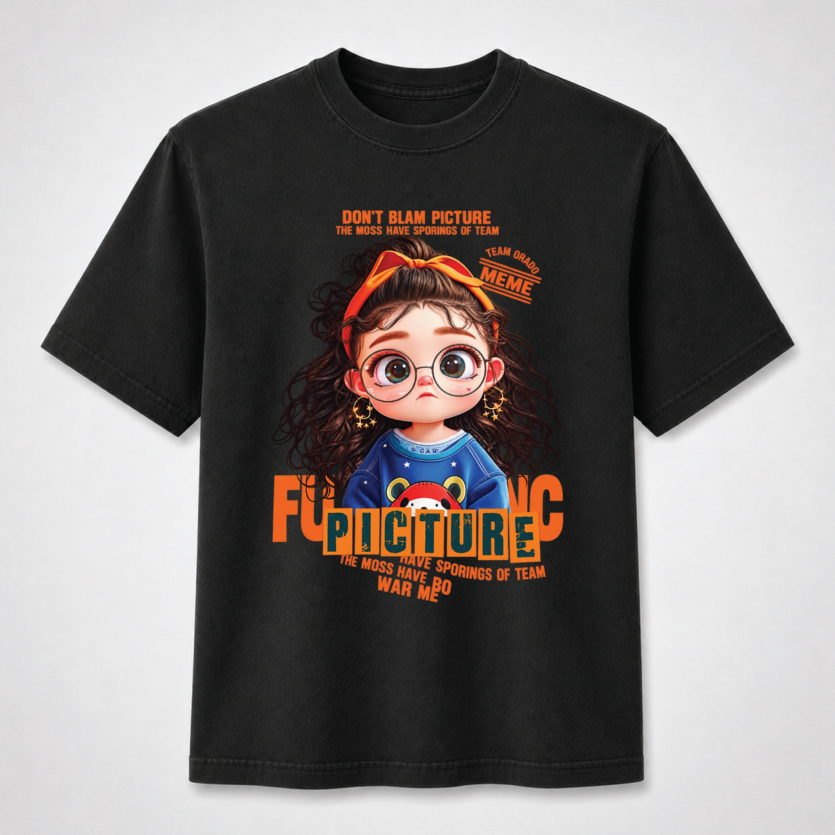 Orange Curly Girl Cute Graphic Tee