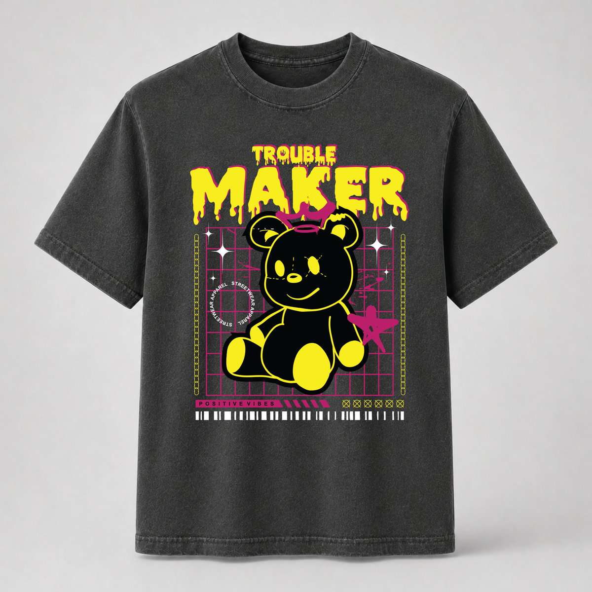 Trouble Maker Teddy Bear Streetwear Graphic Tee