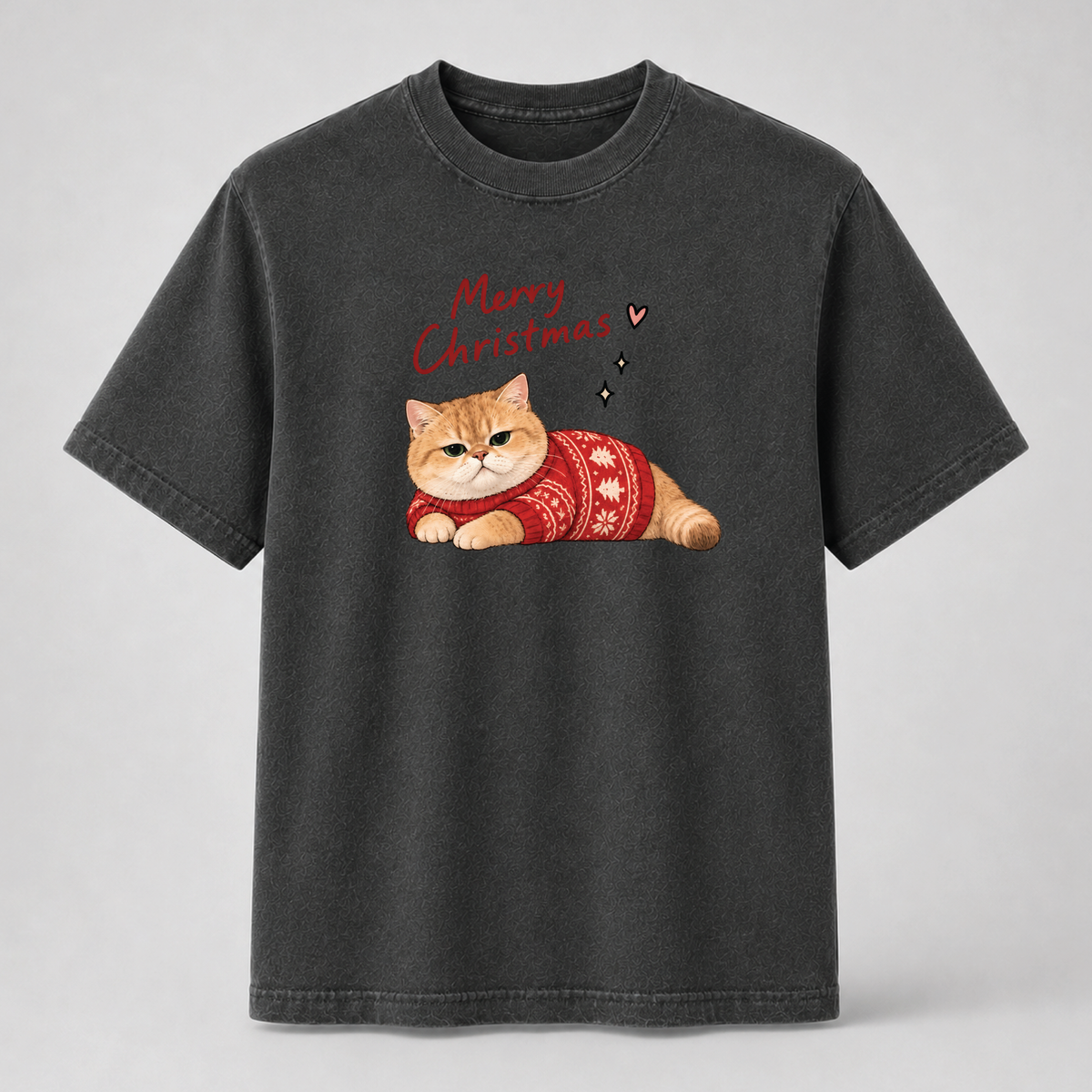Merry Christmas Cat Graphic Tee – Cute Holiday Cat Shirt