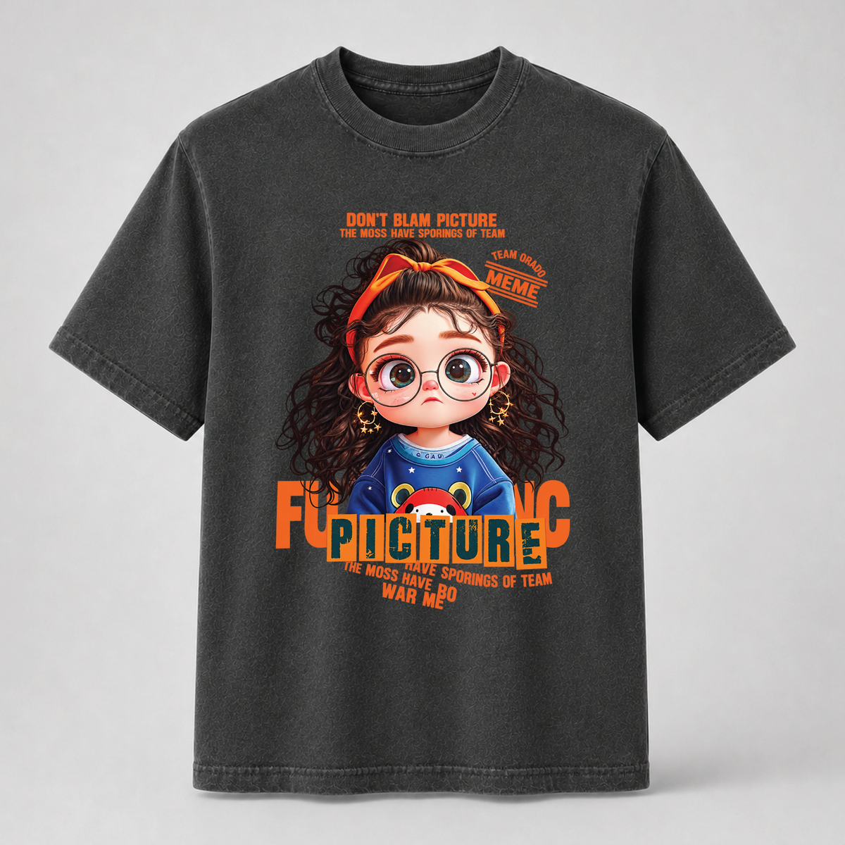 Orange Curly Girl Cute Graphic Tee