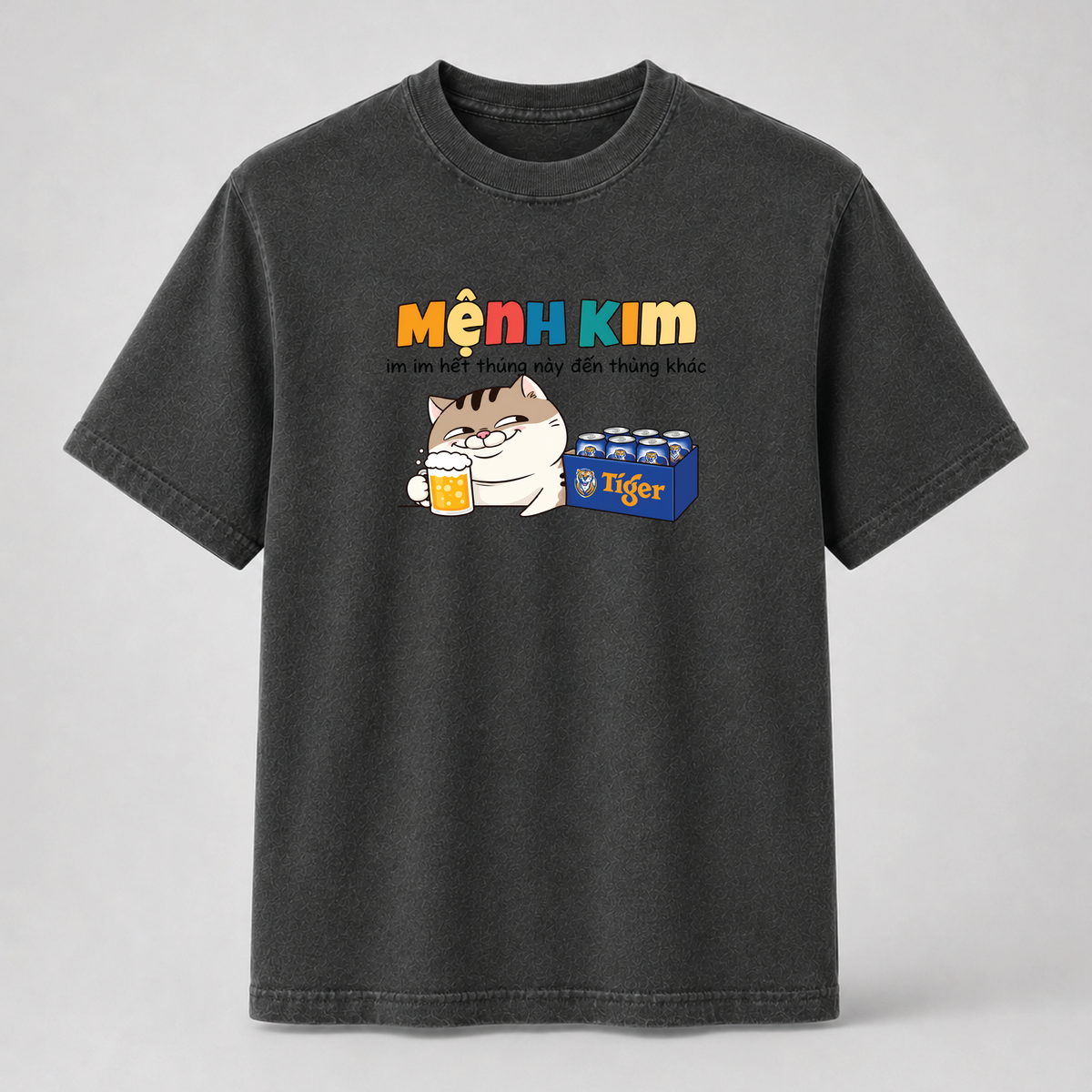 Mệnh Kim Funny Vietnamese Cat Beer Graphic Tee