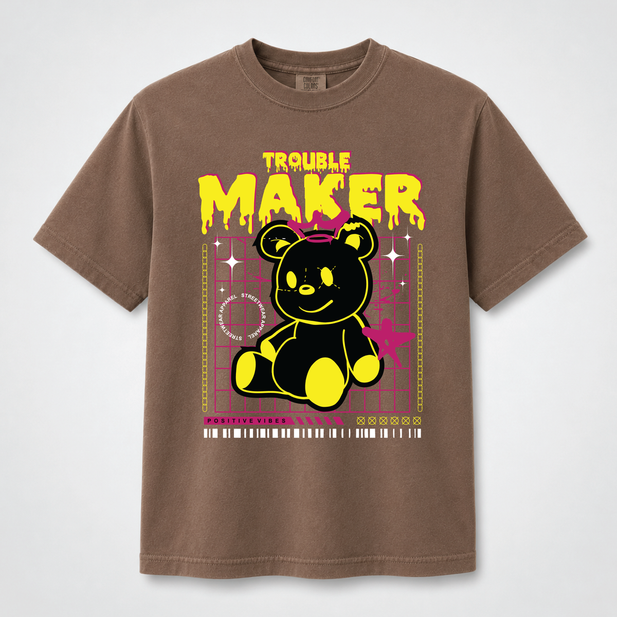 Trouble Maker Teddy Bear Streetwear Graphic Tee