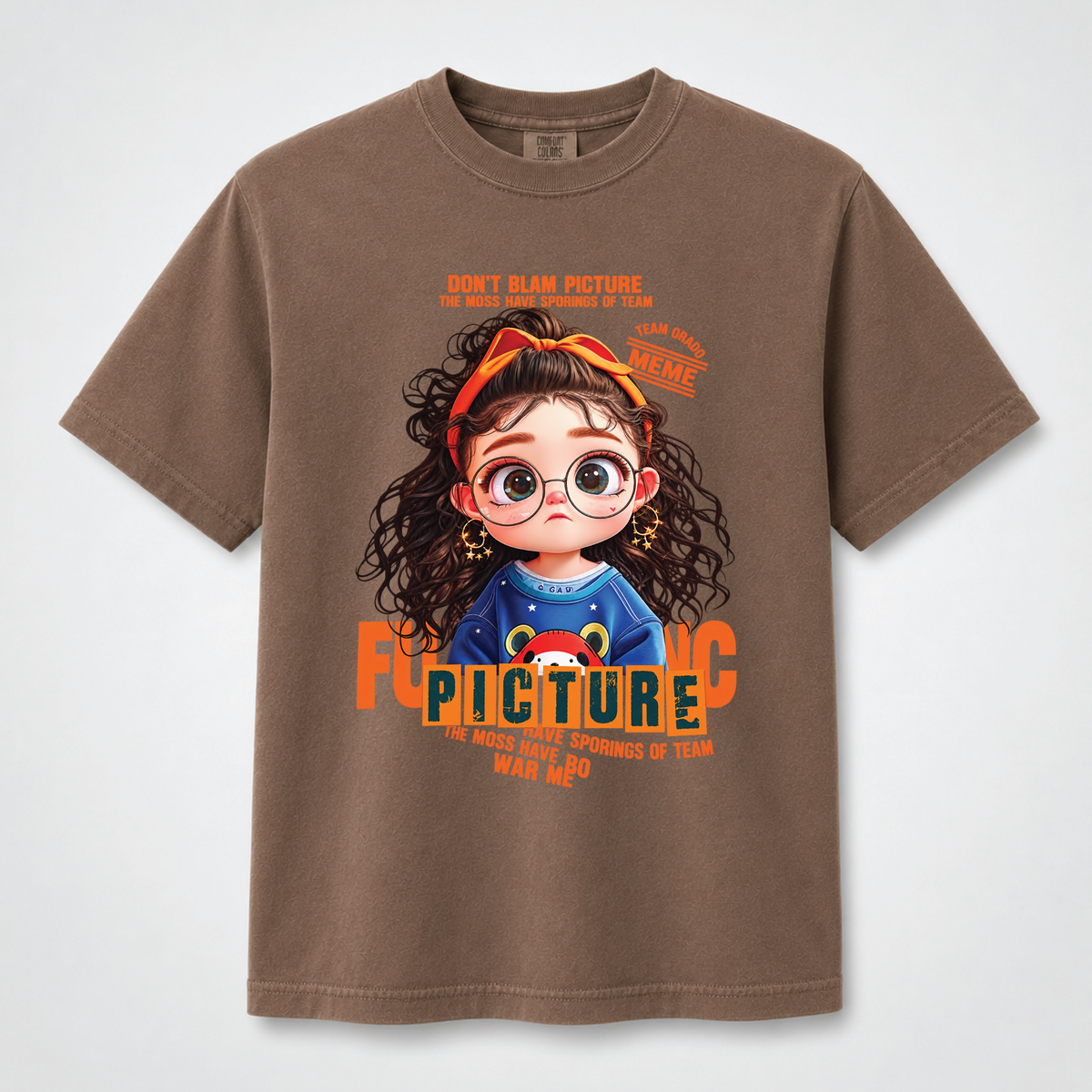 Orange Curly Girl Cute Graphic Tee