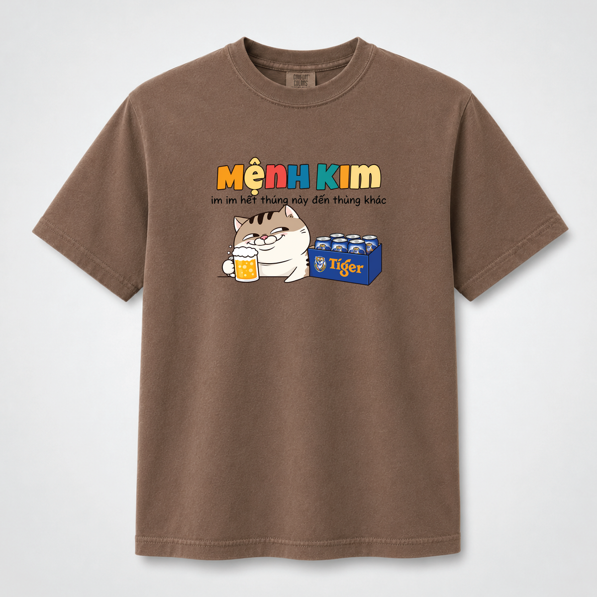 Mệnh Kim Funny Vietnamese Cat Beer Graphic Tee