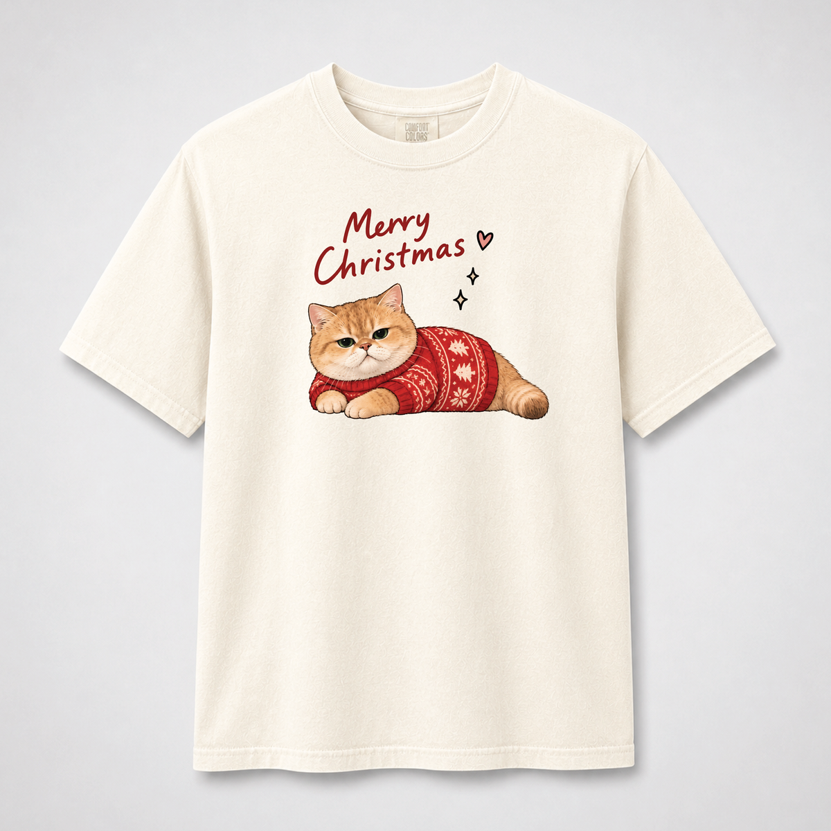 Merry Christmas Cat Graphic Tee – Cute Holiday Cat Shirt