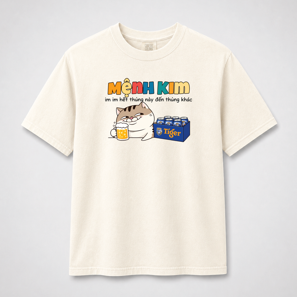 Mệnh Kim Funny Vietnamese Cat Beer Graphic Tee