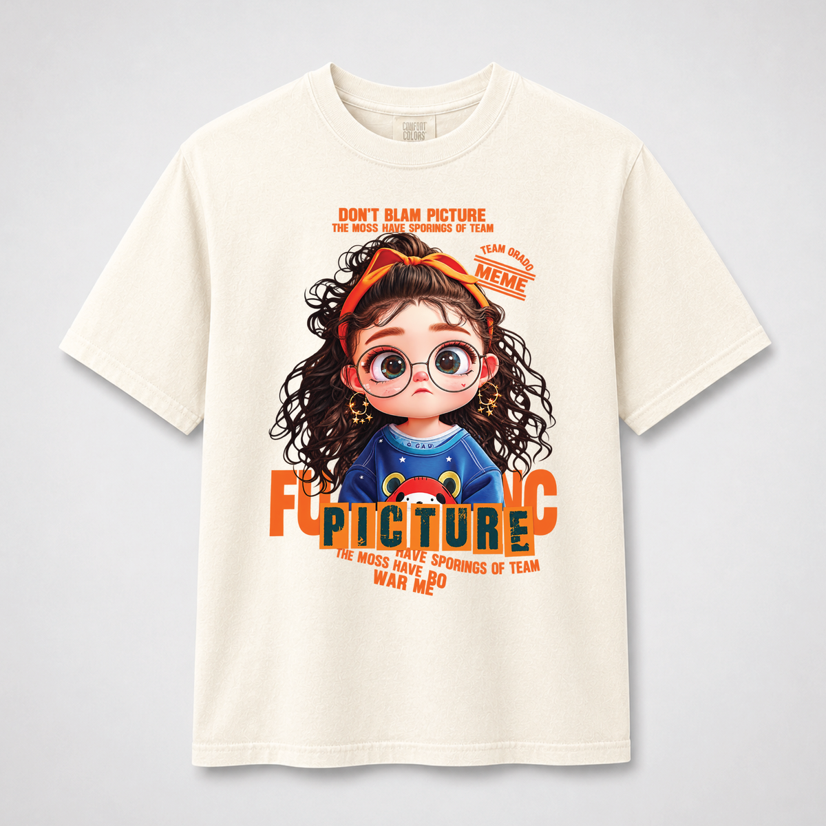 Orange Curly Girl Cute Graphic Tee
