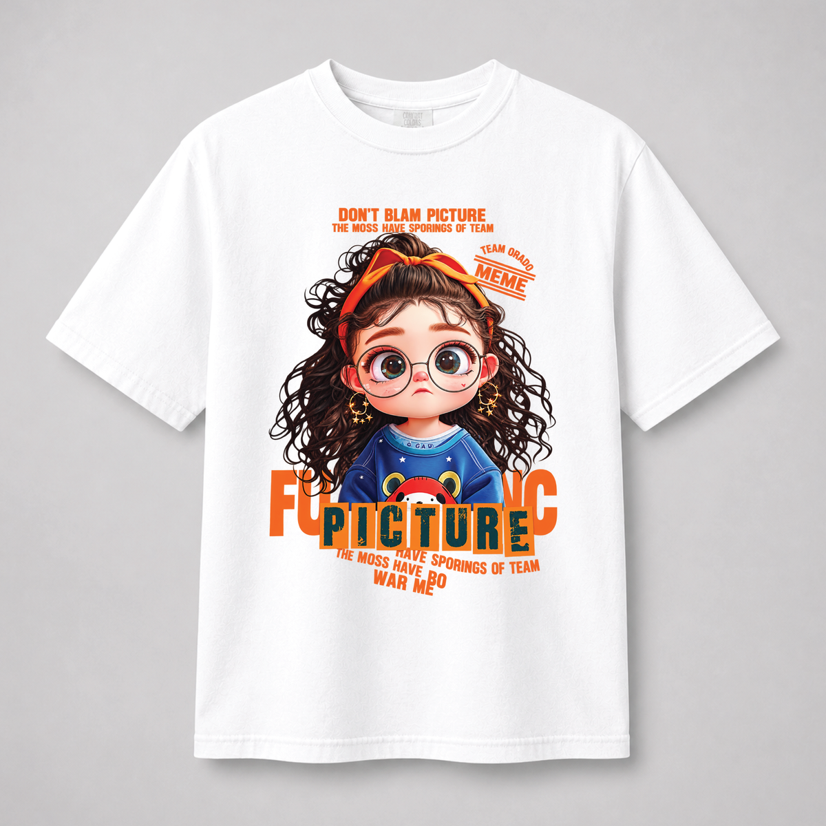 Orange Curly Girl Cute Graphic Tee