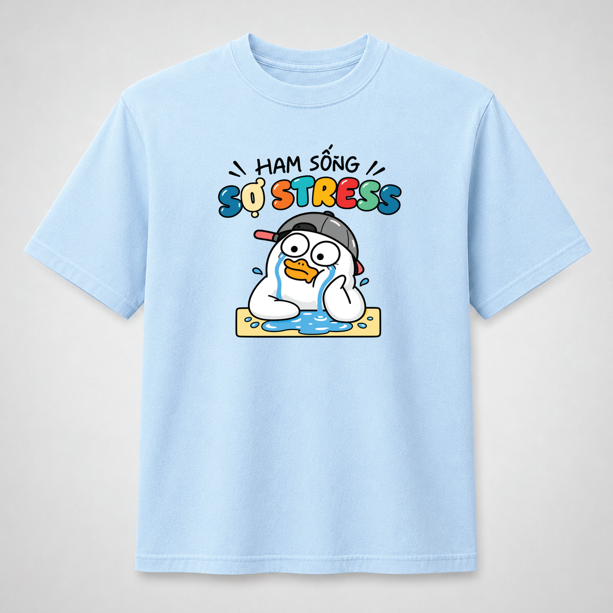 Ham Sống Sợ Stress Funny Crying Duck Graphic Tee