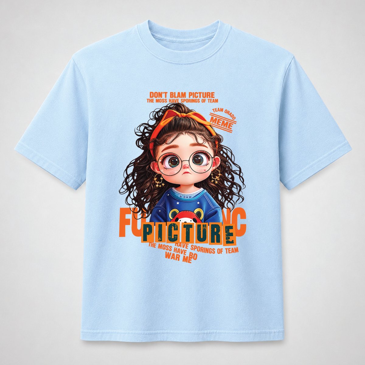 Orange Curly Girl Cute Graphic Tee