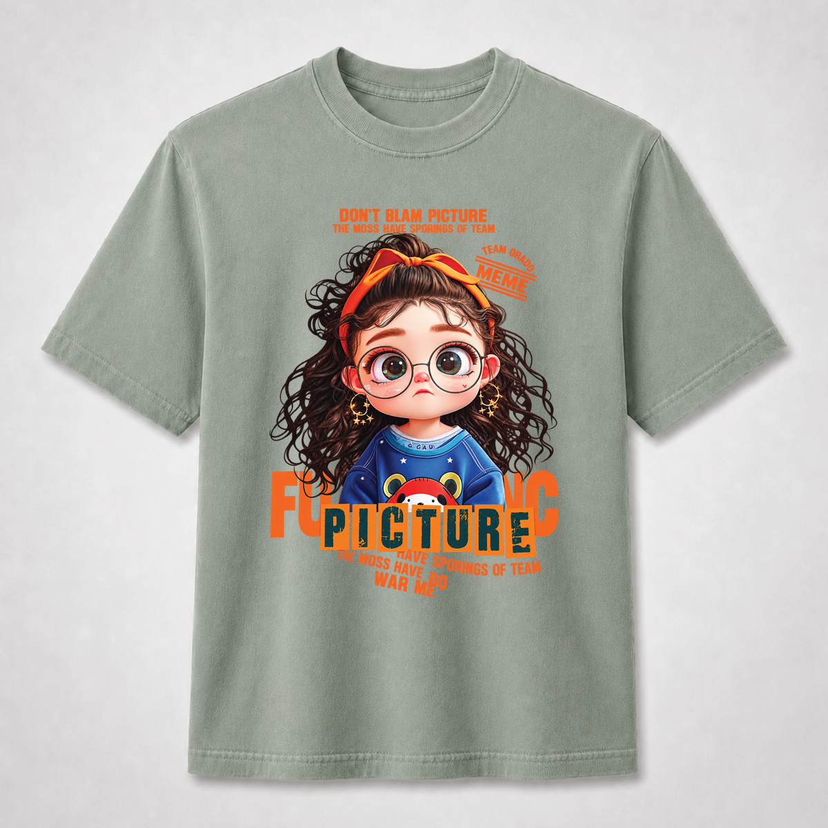 Orange Curly Girl Cute Graphic Tee